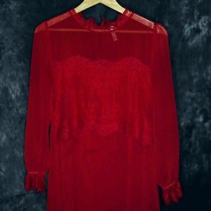 Xhilaration Target Dress Red Medium Lace